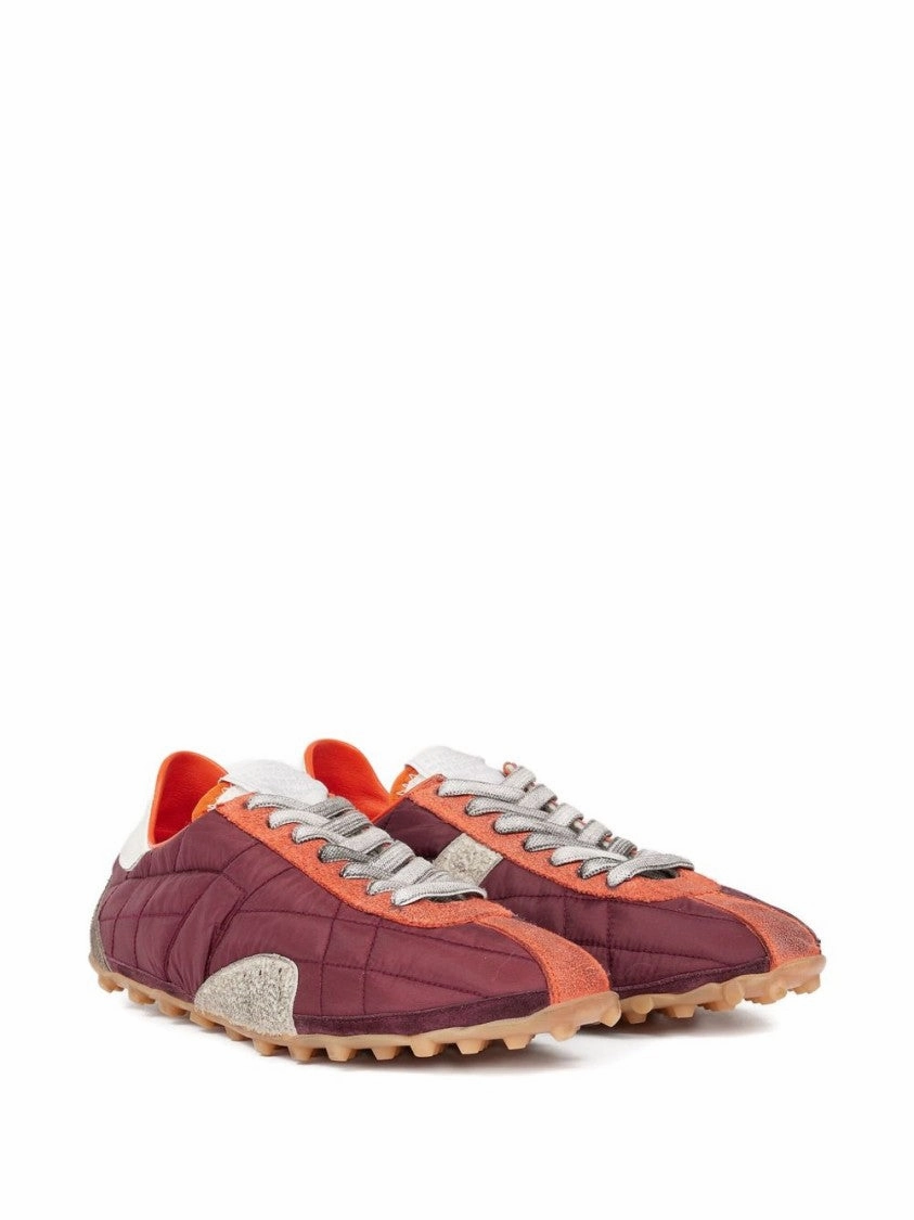 Bottega Veneta Sneakers Quilted Burgundy Sneakers With Orange Suede Accents