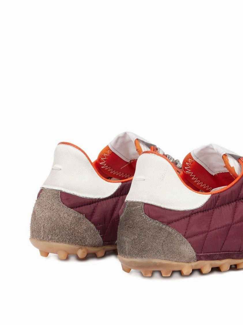 Quilted Burgundy Sneakers With Orange Suede Accents Sneakers Film Review