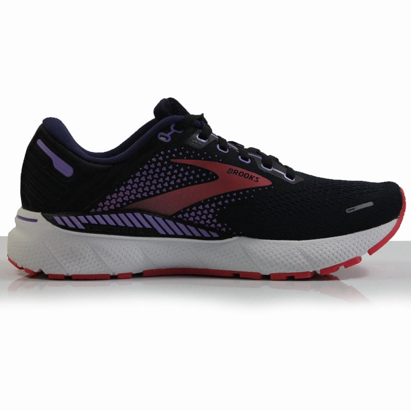 Brooks Adrenaline GTS 22 Women's Wide Fit Running Shoe - Black/Purple/Coral Flex Runner Running Shoes