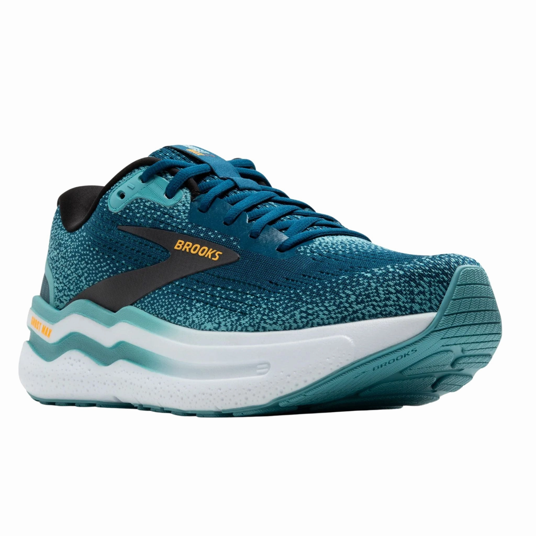 Brooks Men's 110431 431 Ghost Max 2  Moroccan Blue Aqua Orange Pop Cushion Neutral Running Shoes Foot Running Shoes