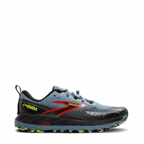 Brooks Men's Cascadia 18 Sneaker in Citadel/Ebony/Lime Trail Hiking Running Shoes