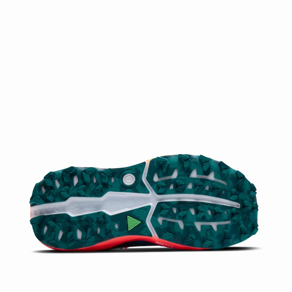 J 41 Ready Shoes Brooks Women's Caldera 8 Sneaker in Bit of Blue/Quince/Flame