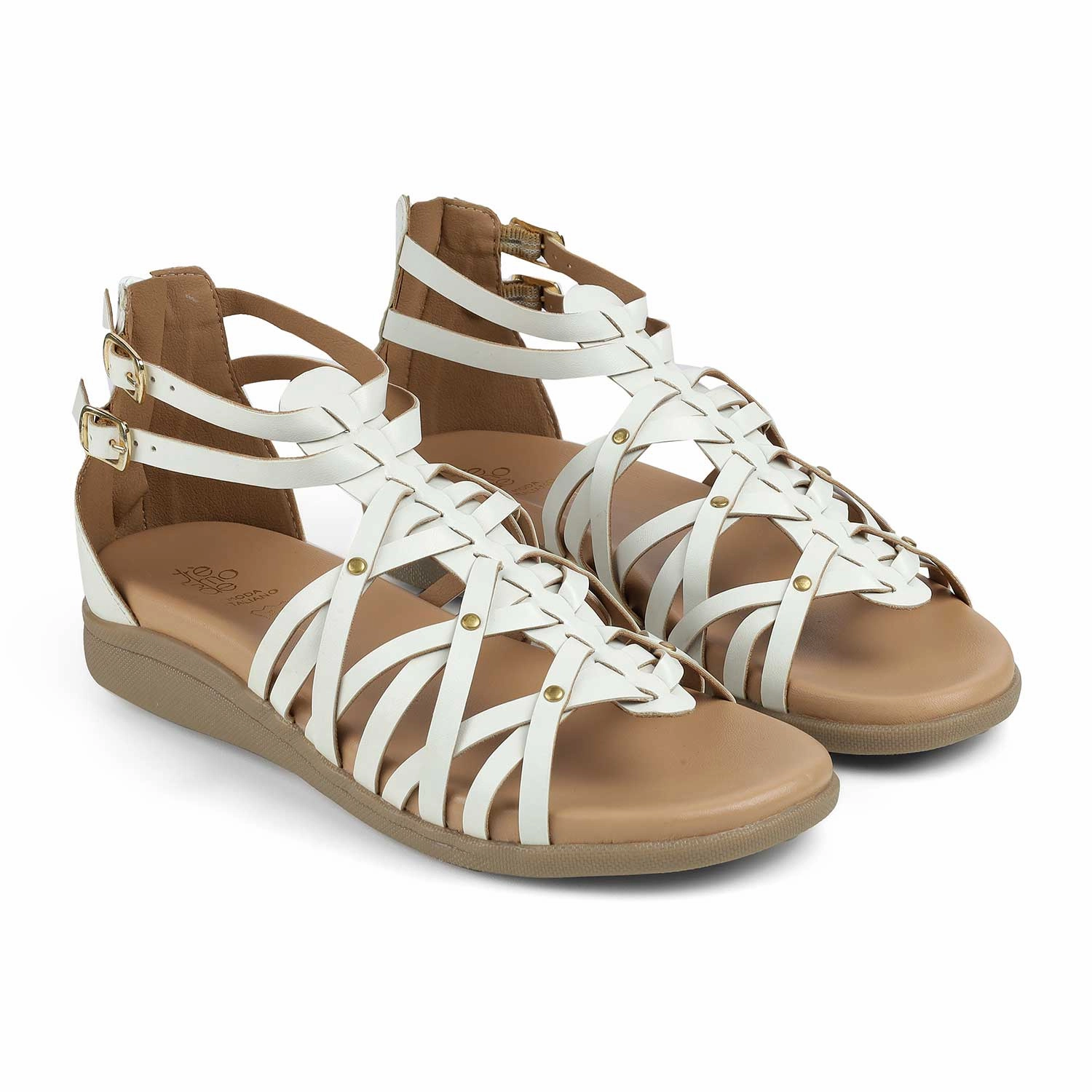 Tresmode Greek White Women's Casual Platform Flats Mudd Shoes Flats