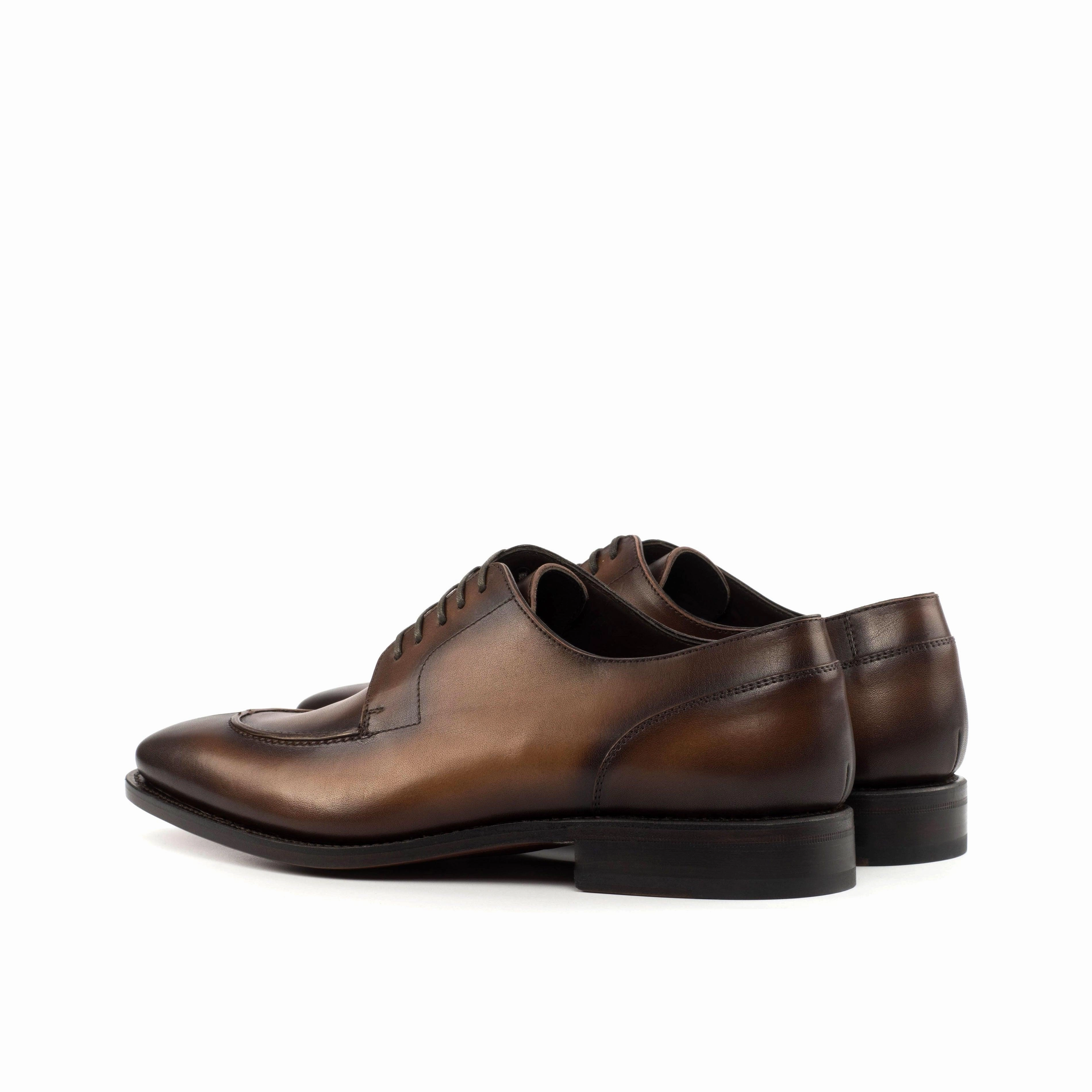 Shoes That Lace Up The Leg Burnished Brown Leather Split-Toe Derby Shoes