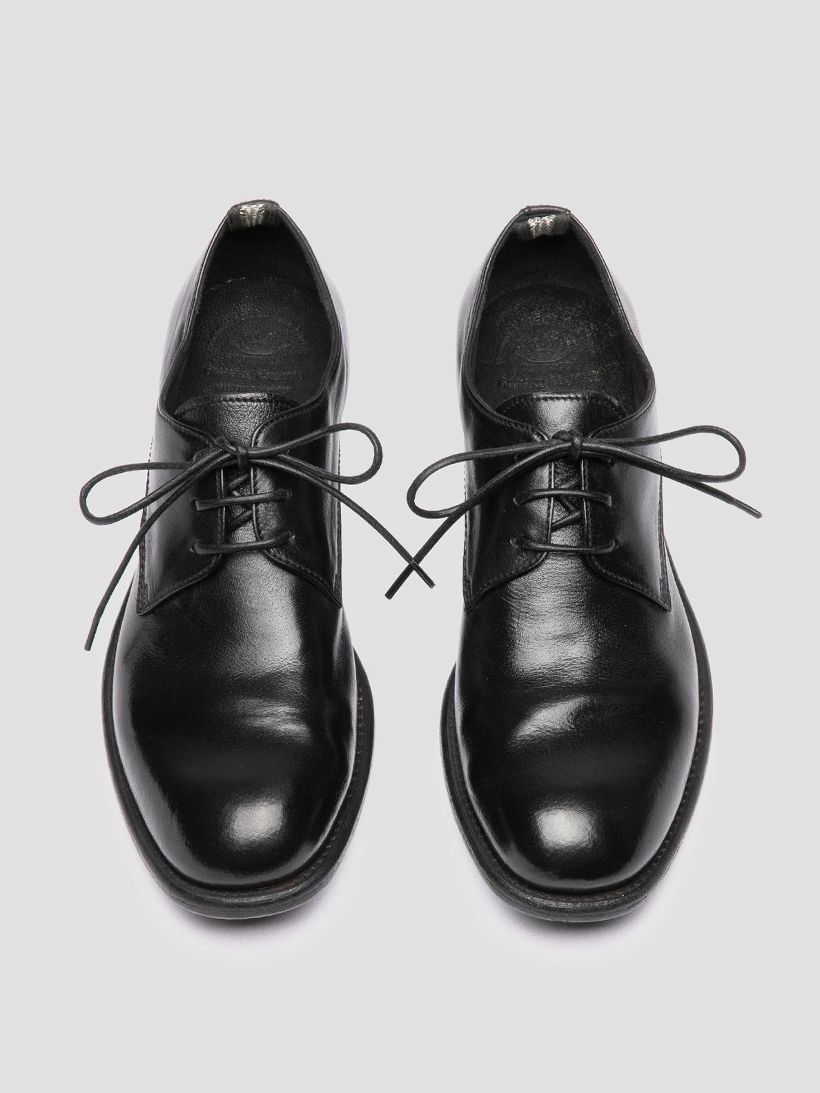 CALIXTE 068 - Black Leather Derby Shoes Round Toe Derby Shoes