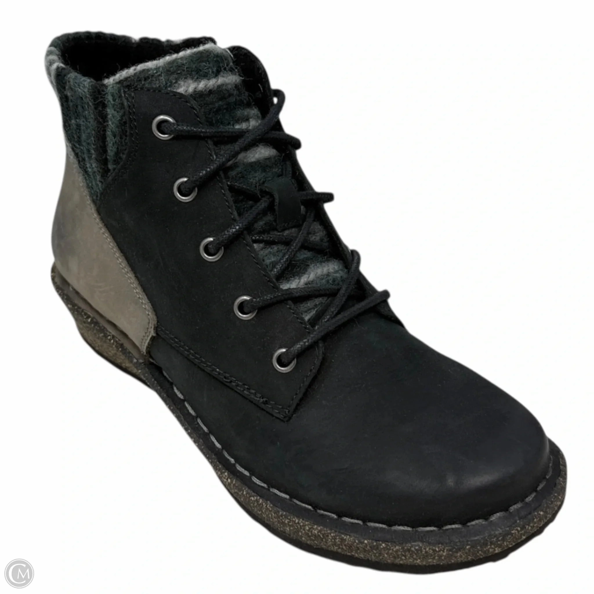 Keen Hiking Boots Steel Toe Cammie Arch Support Sweater Boots  By Aetrex In Black & Grey, Size: 6.5
