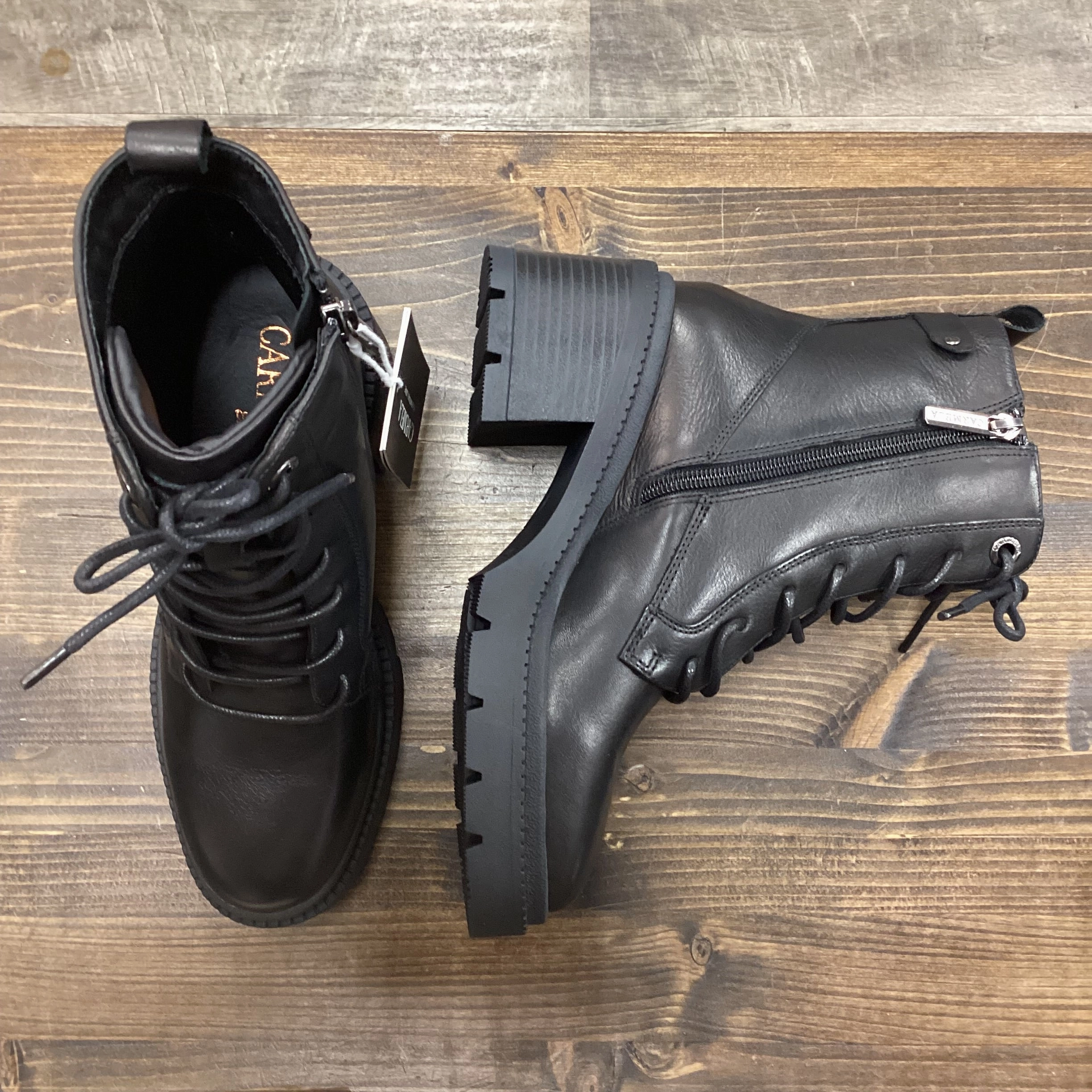 Carmela 161914 Black Lace Up Combat Boot Speed Lace Combat Boots Surplus