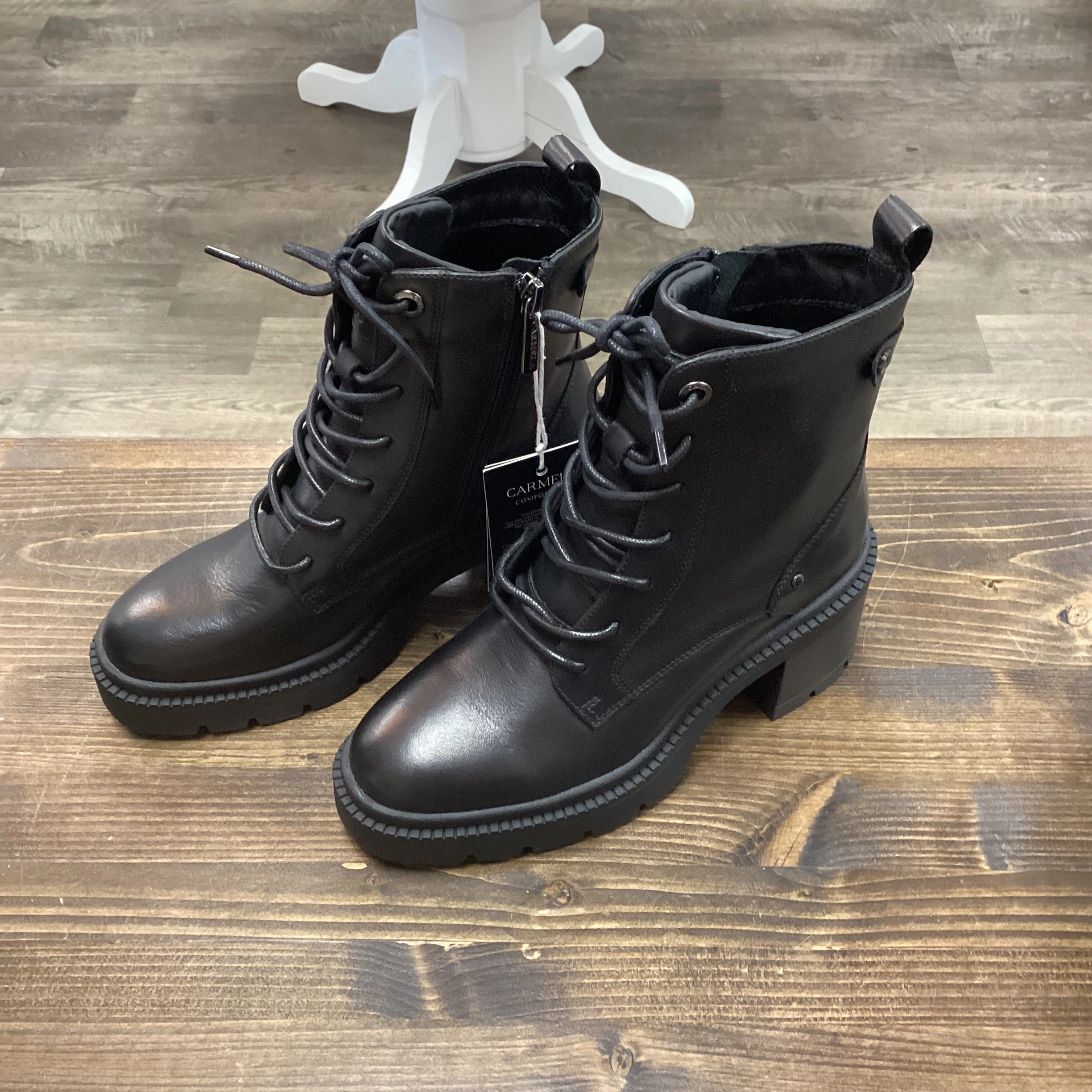 Fake Combat Boots Carmela 161914 Black Lace Up Combat Boot