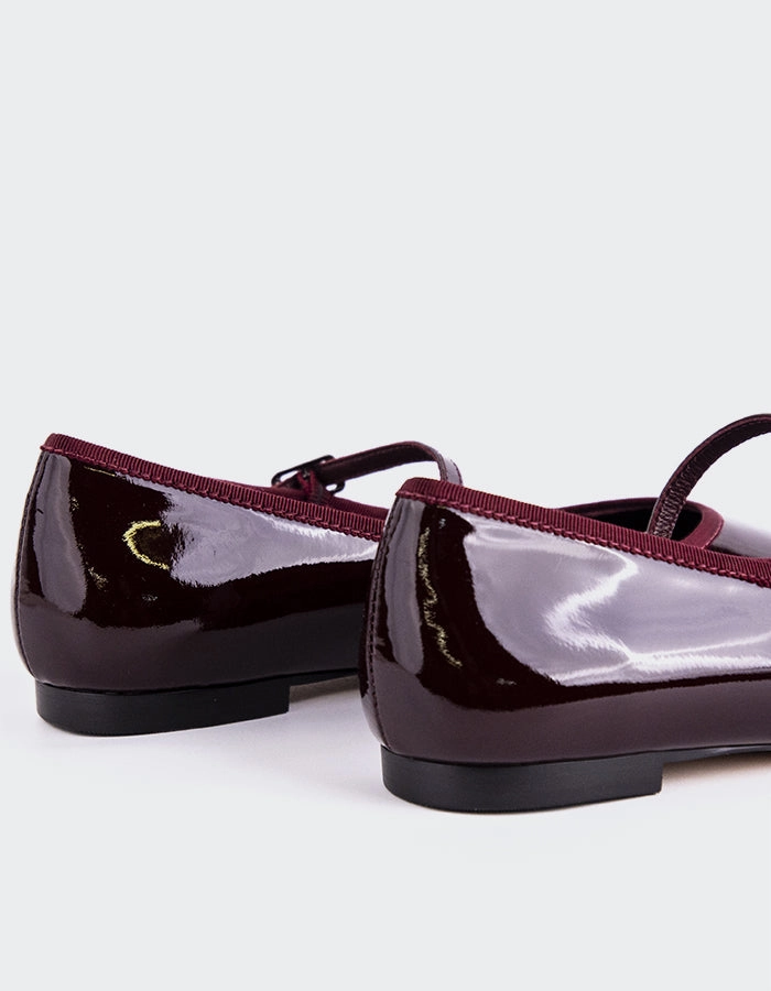Casilina Burgundy Patent Leather Fringed Platform Mary Jane Shoes