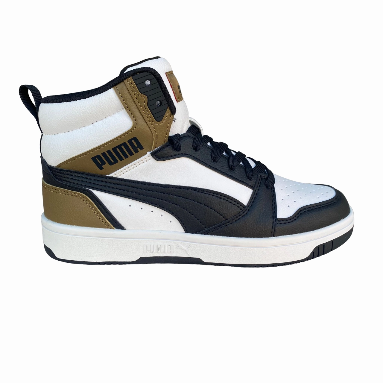 Puma Scarpa sneakers alta da ragazzo Rebound v6 Mid 393831 08 bianco-nero-cioccolato Split Sole Dance Sneakers
