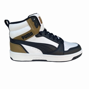 Puma Scarpa sneakers alta da ragazzo Rebound v6 Mid 393831 08 bianco-nero-cioccolato Khakis And Sneakers