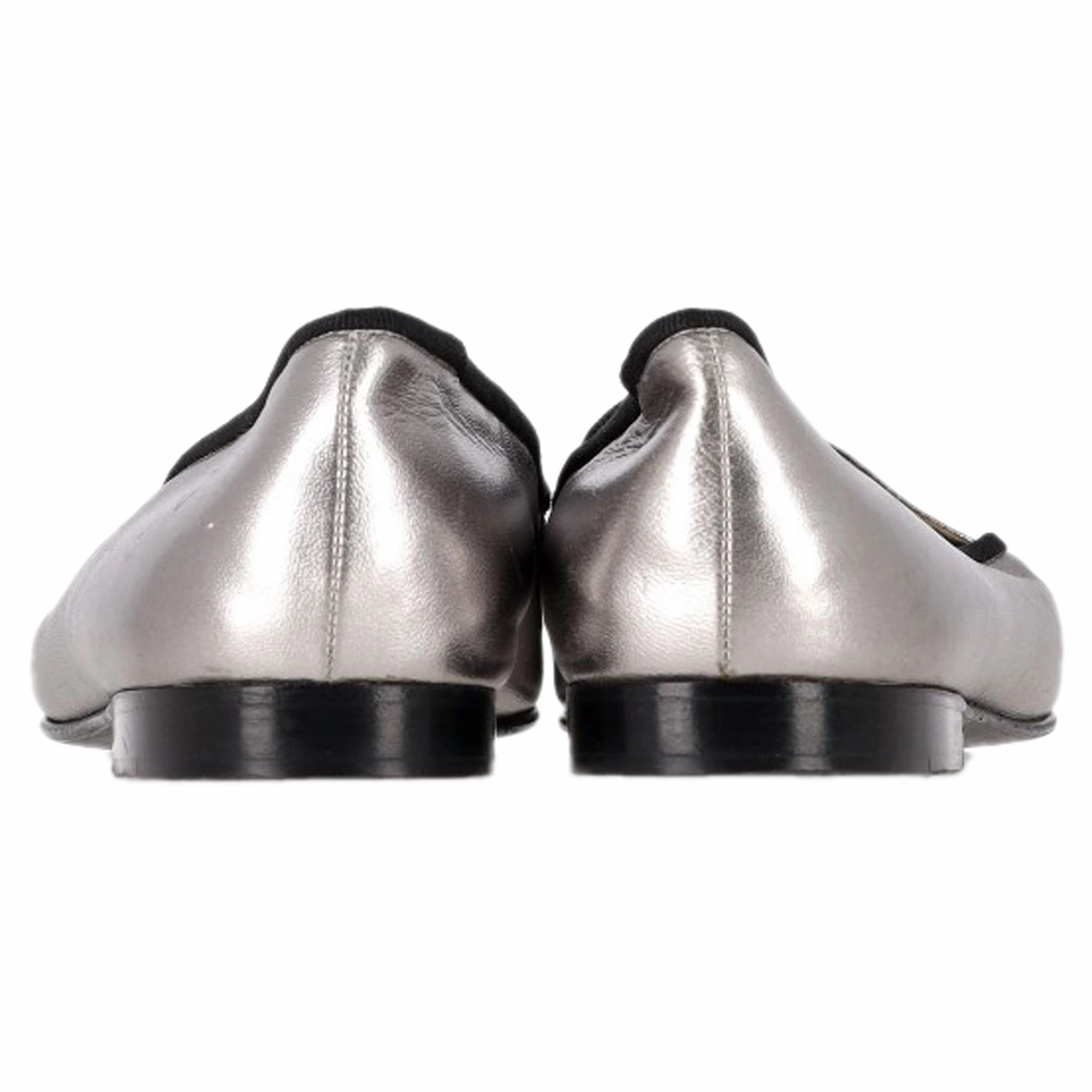 Chanel CC Loafers in Metallic Silver and Black Leather Best Designer Loafers