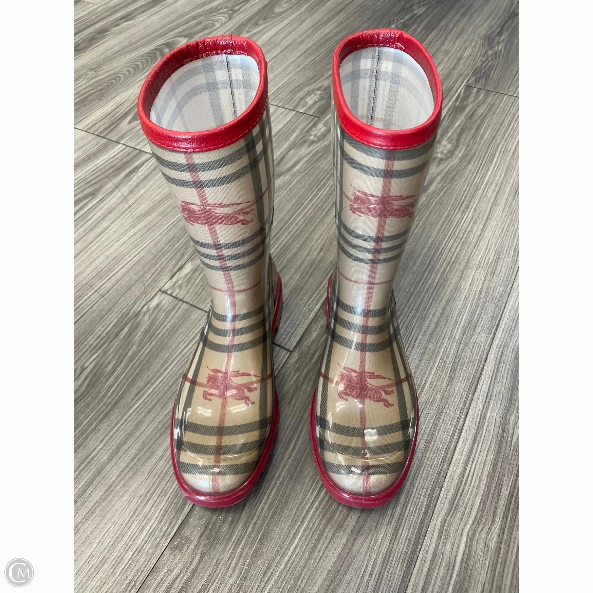 Van Rain Boots Boots Rain By Burberry In Brown & Red, Size: 7
