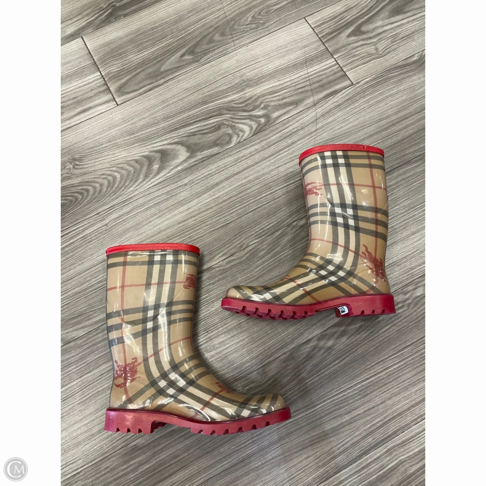 Boots Rain By Burberry In Brown & Red, Size: 7 Favorite Rain Boots