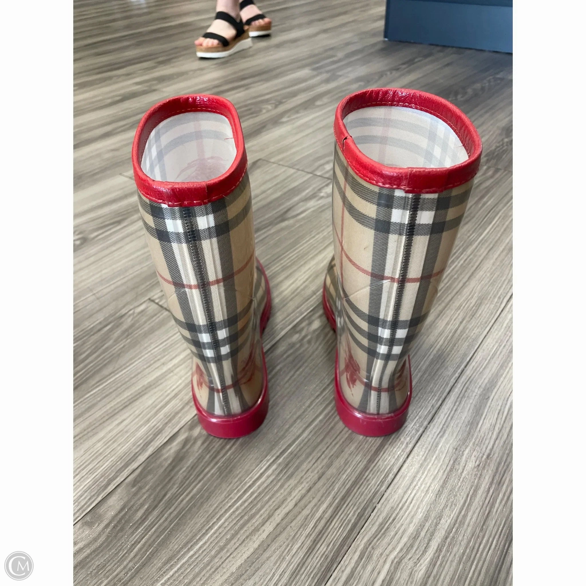 Boots Rain By Burberry In Brown & Red, Size: 7 Cute Rain Boots For Wide Calves