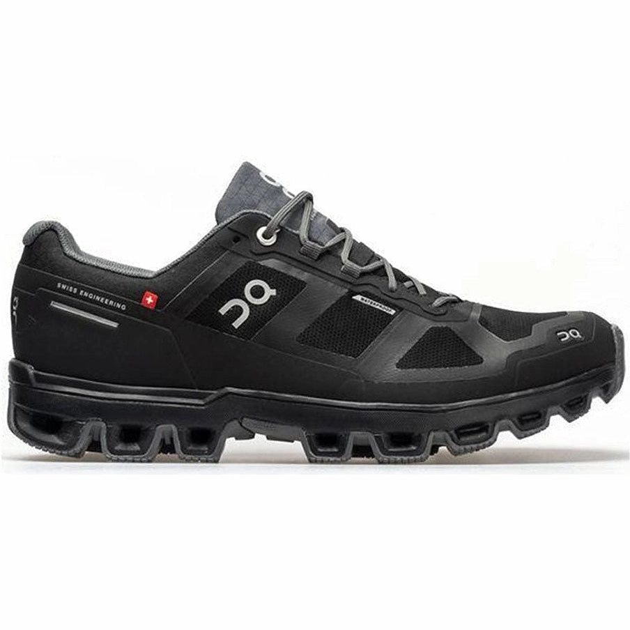 Men's On Cloudventure Waterproof, Black/Graphit, 7.5 D Medium Mountain Bike Waterproof Shoes