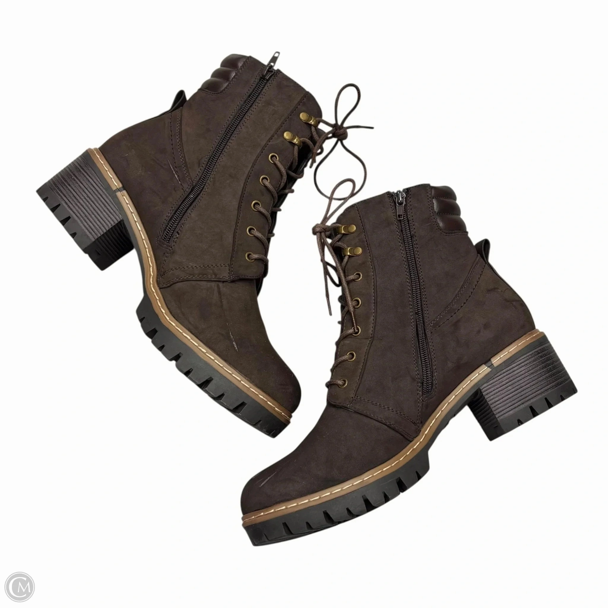 Boots Combat By Cushionaire In Brown, Size: 11 Mini Combat Boots