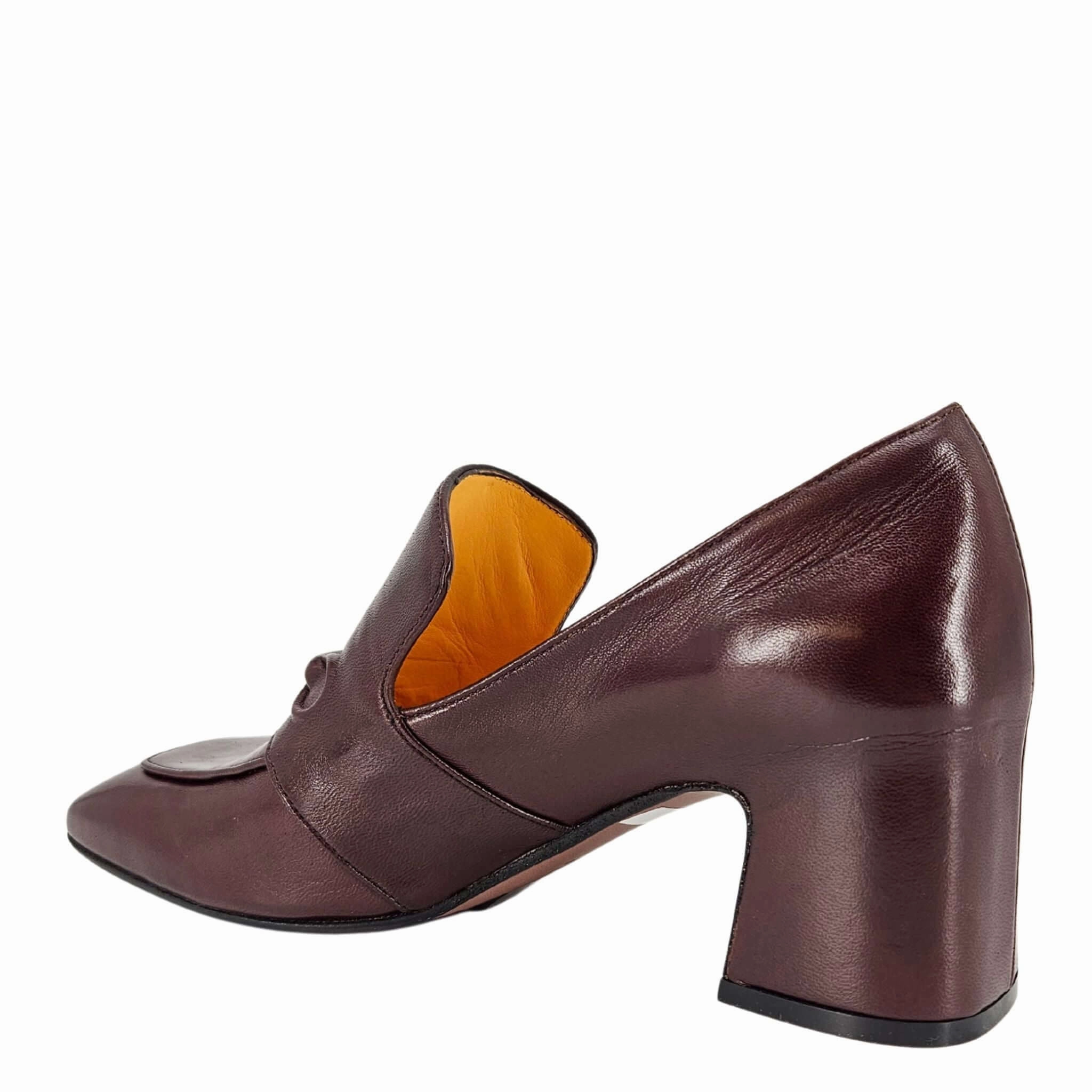 Oxford Heels Chocolate Leather Hidden Bit Heel Loafer