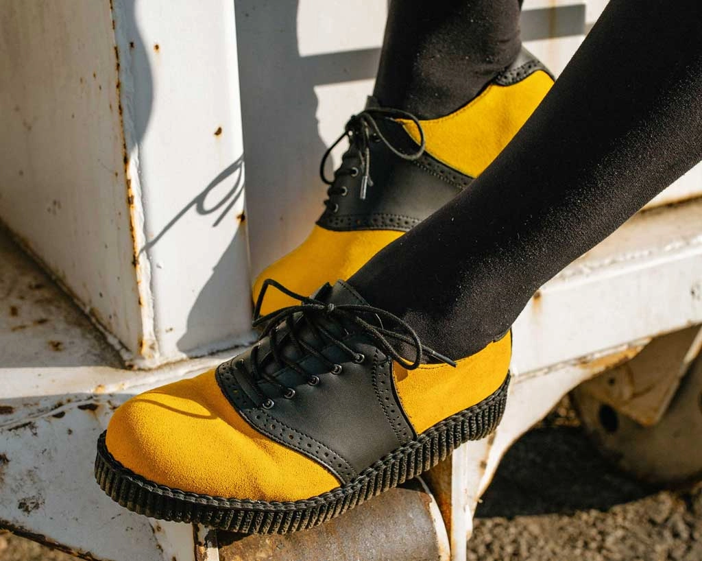 Black TUKskin & Mustard Suede Saddle Oxford Oxfords Derbies And Brogues