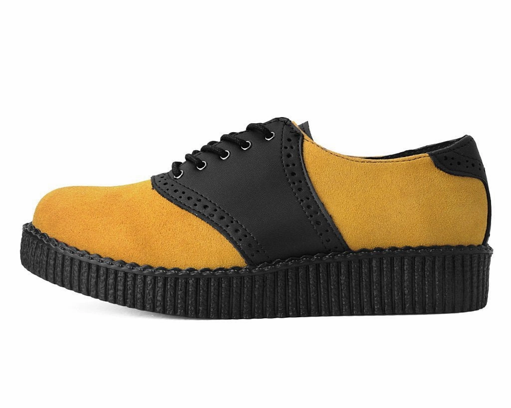 Wholecut Oxfords Black TUKskin & Mustard Suede Saddle Oxford