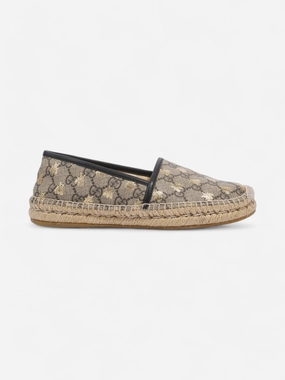 Patricia Nash Espadrilles Gucci GG Supreme Bee Espadrille Beige  / Gold / Black Coated Canvas EU 37.5 UK 4.5
