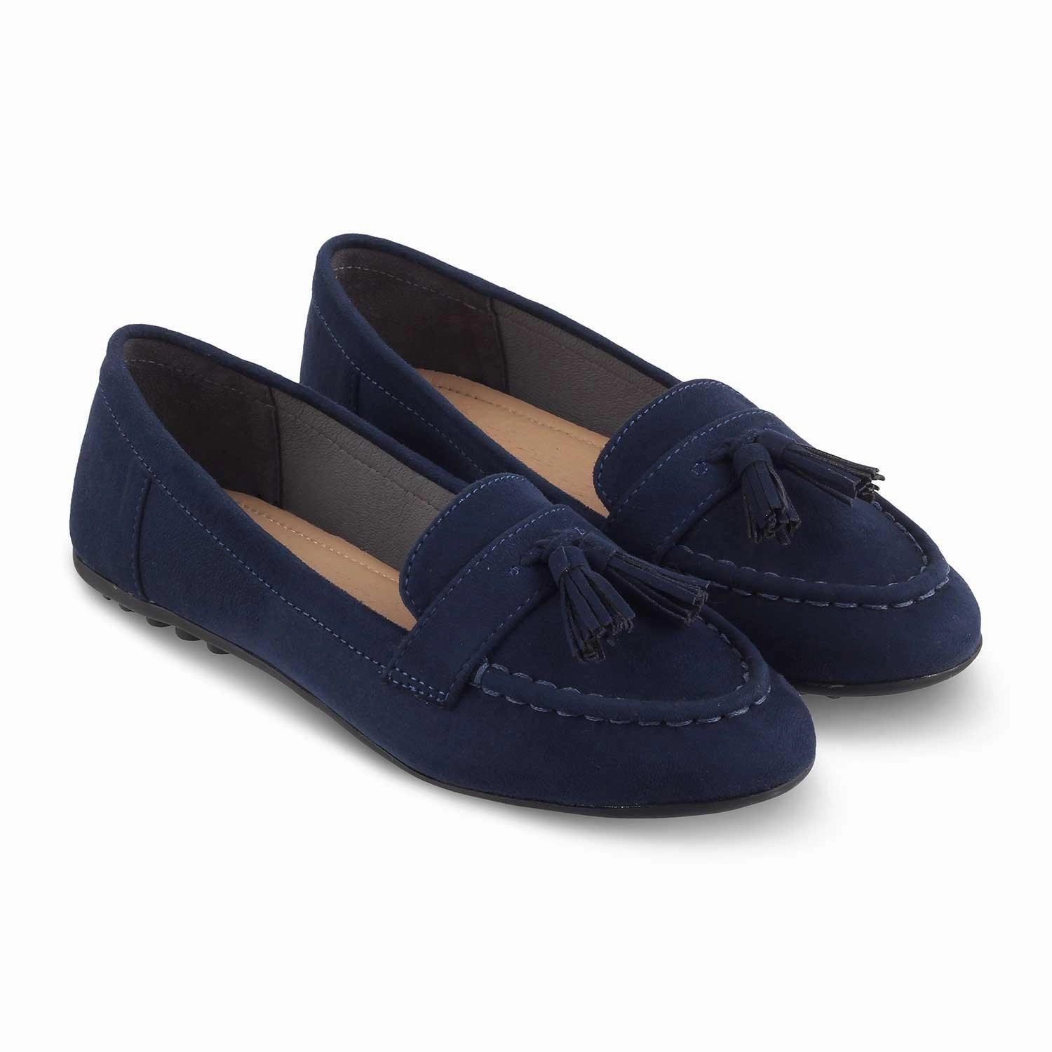 Chunky High Heel Loafers Tresmode Jonum Blue Women's Dress Tassel Loafers