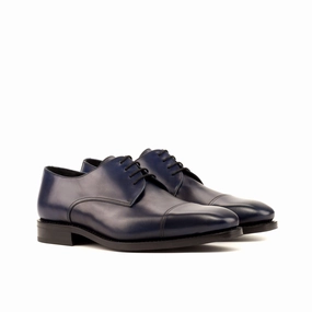 Lace Up Shoe Styles Navy Calf Leather Derby Shoes