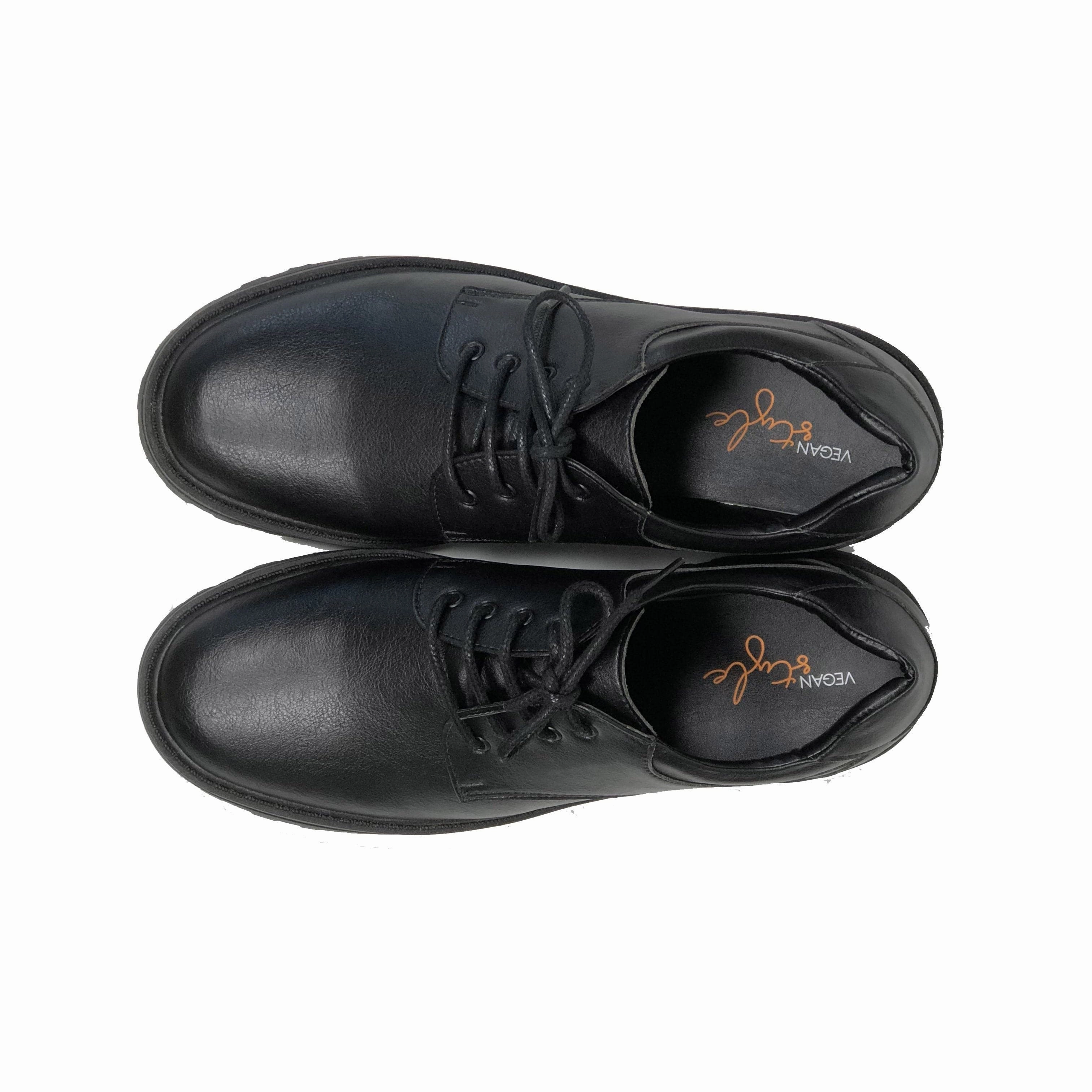 Classic Derby vegan school shoe by Vegan Style - black Kevin Plain Toe Oxfords