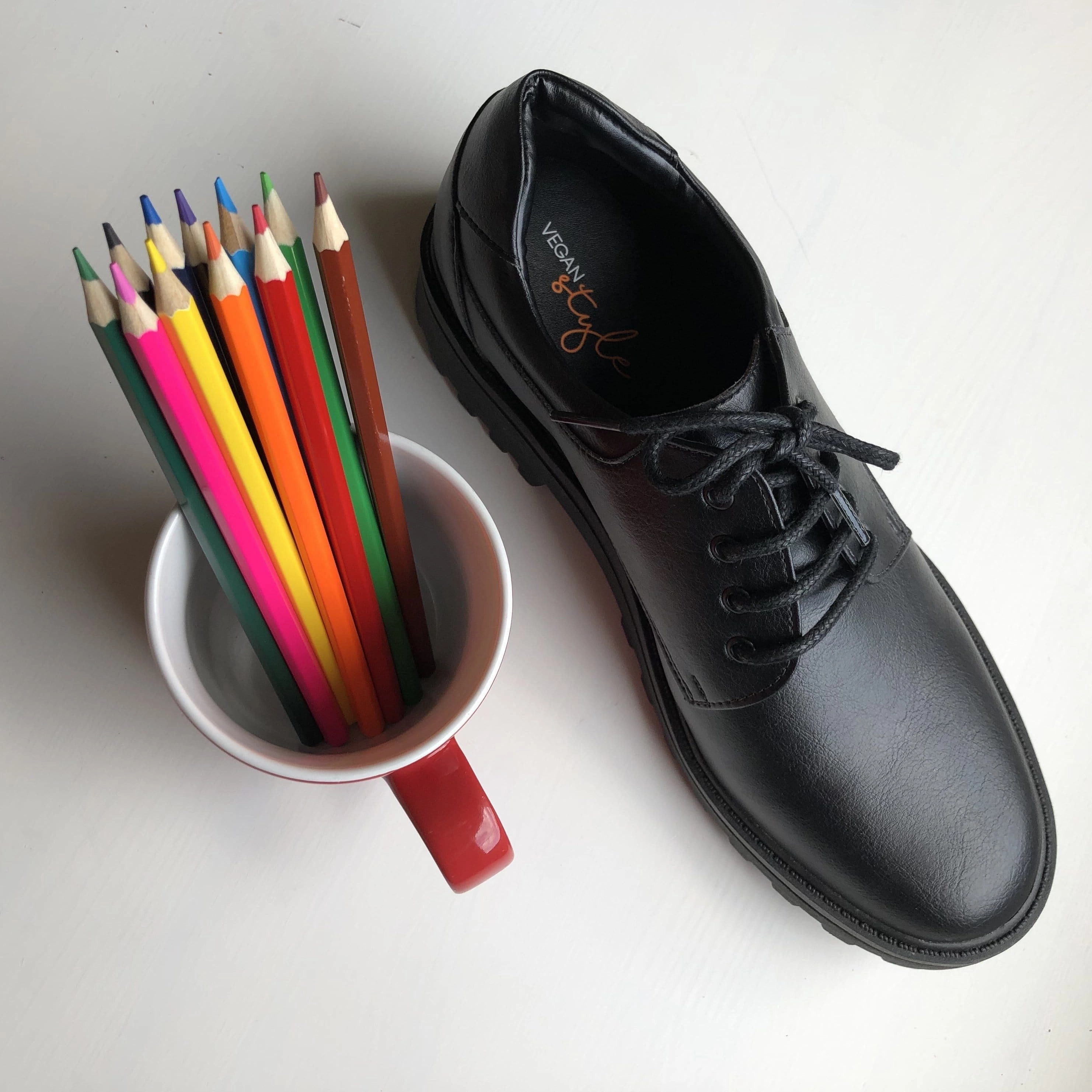 Classic Derby vegan school shoe by Vegan Style - black Comfortable Oxfords