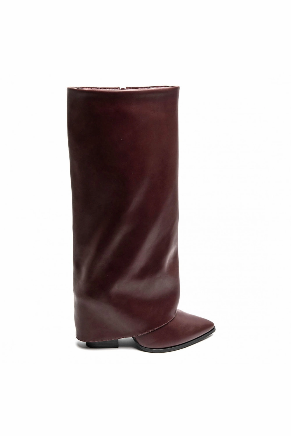 Stretch Knee High Boot WINE FOLD OVER MID BLOCK HEEL KNEE HIGH WESTERN COWBOY BOOTS