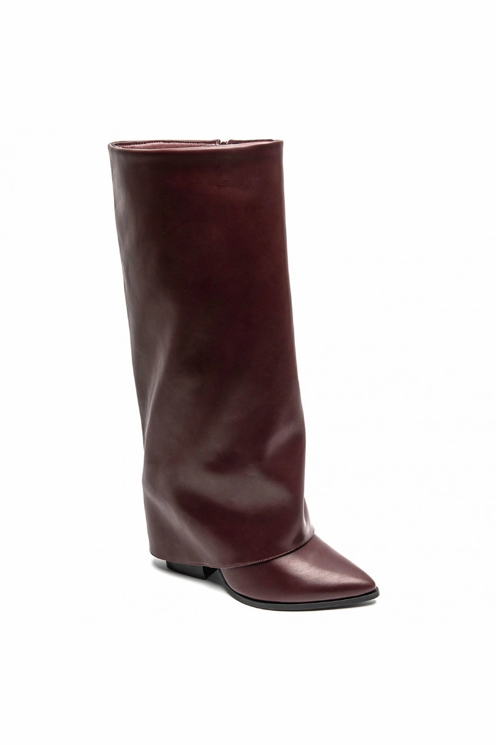 WINE FOLD OVER MID BLOCK HEEL KNEE HIGH WESTERN COWBOY BOOTS Knee High Boot Tops
