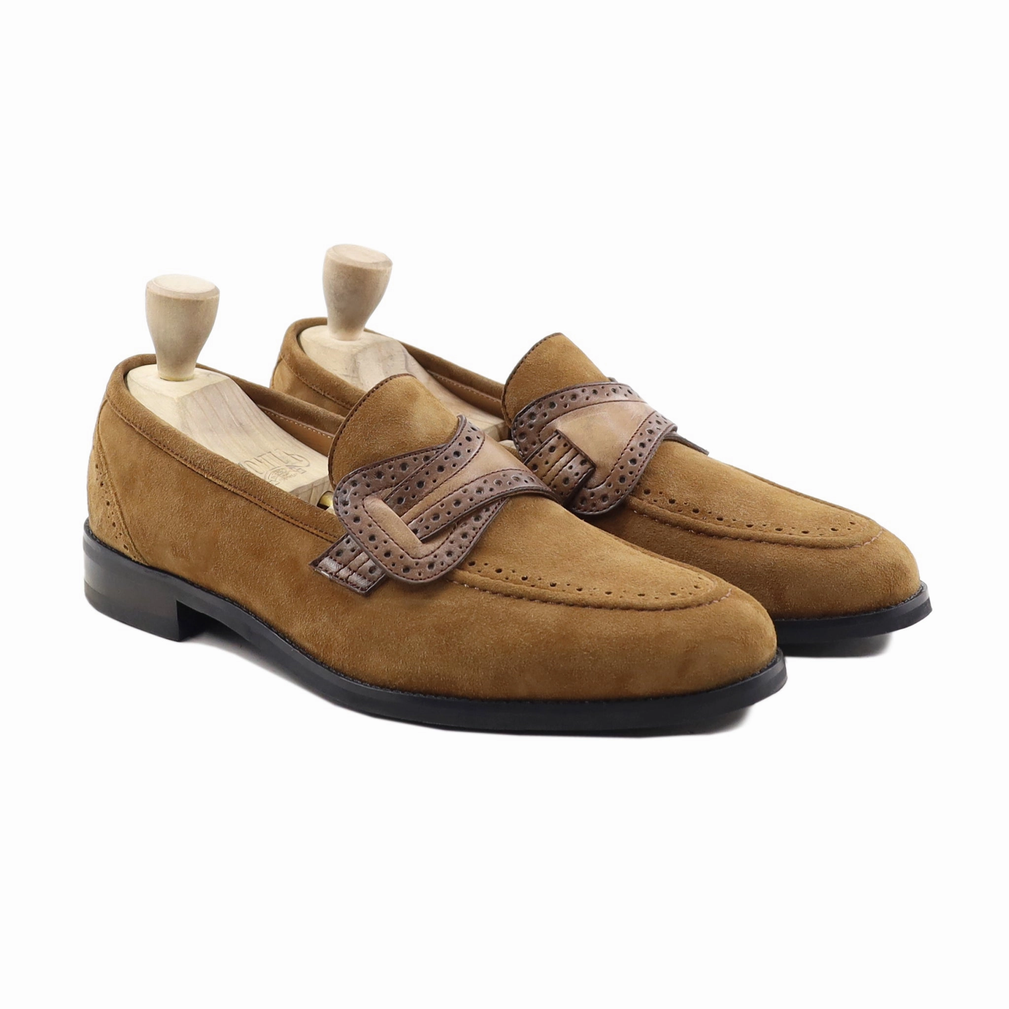 Mitsu - Men's Camel Kid Suede Loafer Adrian Year Of The Dragon Hair-on Tassel Loafers
