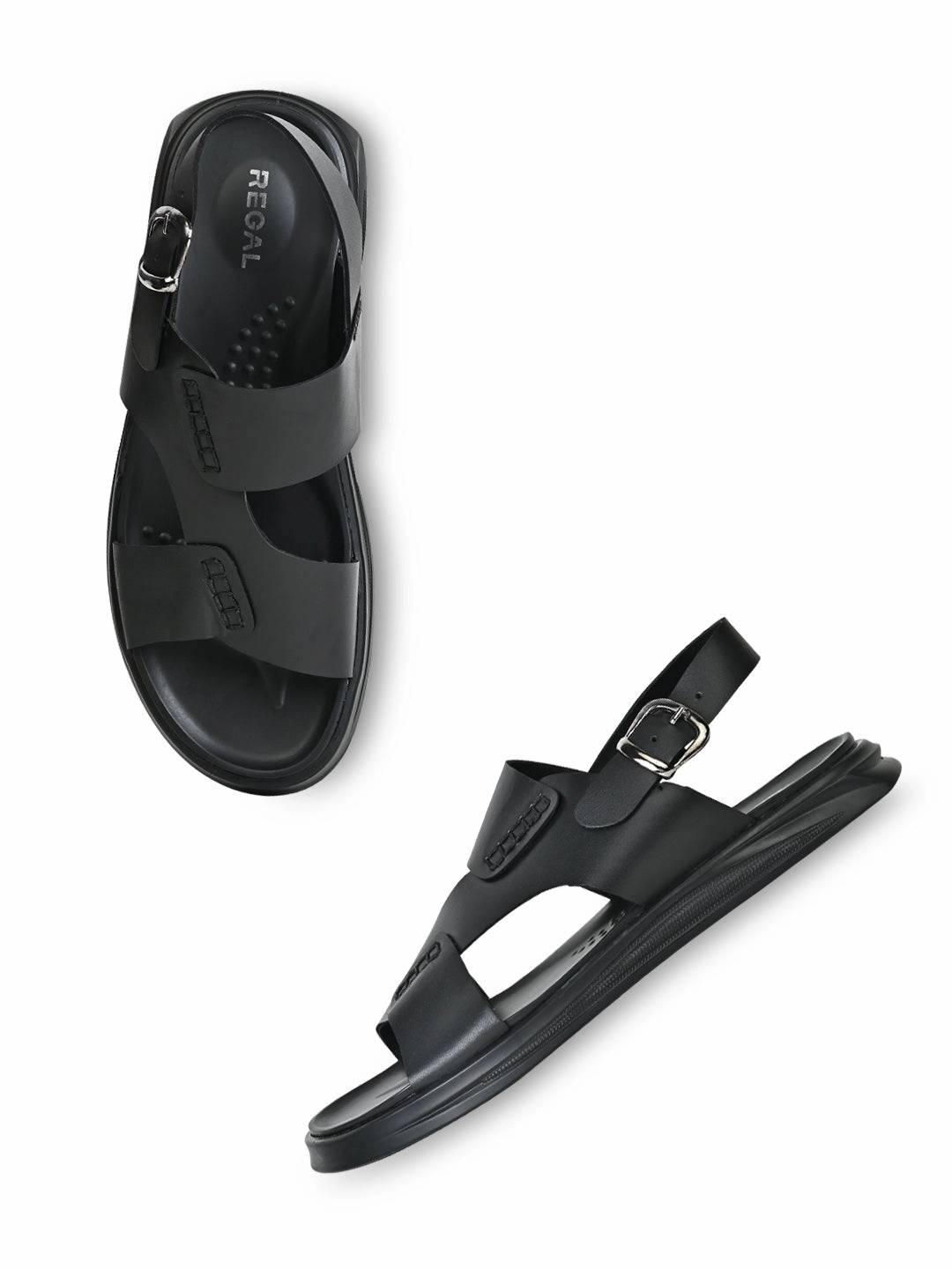 Sandals Halcyon Beach Hotel Regal Black Men Casual Leather Back Strap Sandals