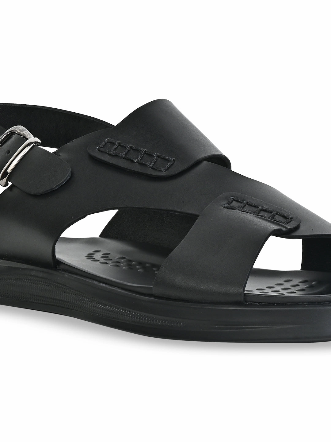 Comfortable Sandals For Work Regal Black Men Casual Leather Back Strap Sandals