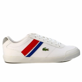 Silver Sneakers At Lifetime Fitness Lacoste Comba PRI Fashion Sneaker Shoe - White/Red - Mens