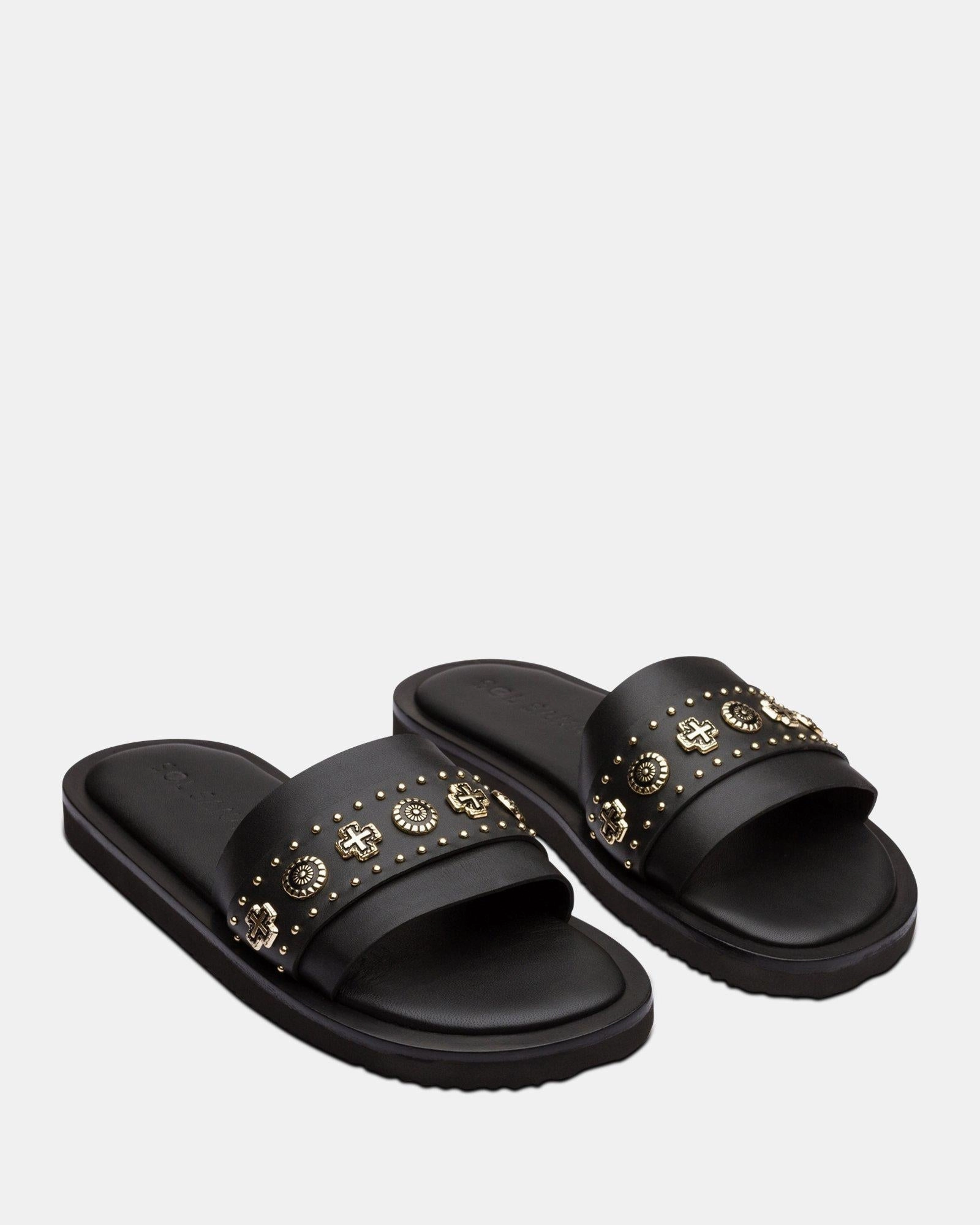 Cleo Slide Black/Gold Authentic Slippers
