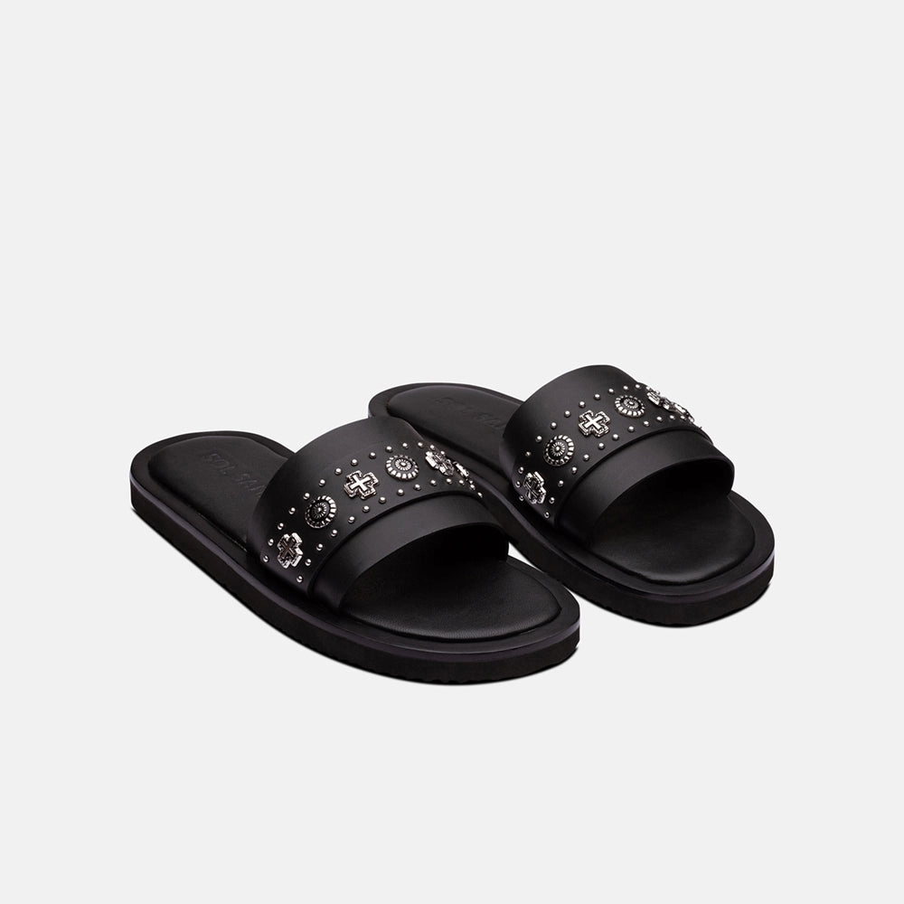 Cleo Slide Black/Silver Cheap Ladies Slippers