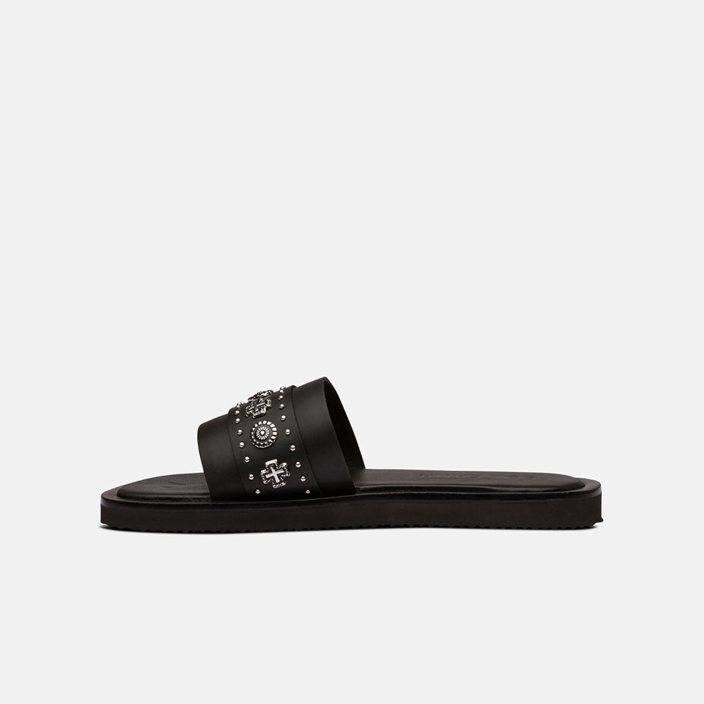 Cleo Slide Black/Silver Slippers Smithsonian