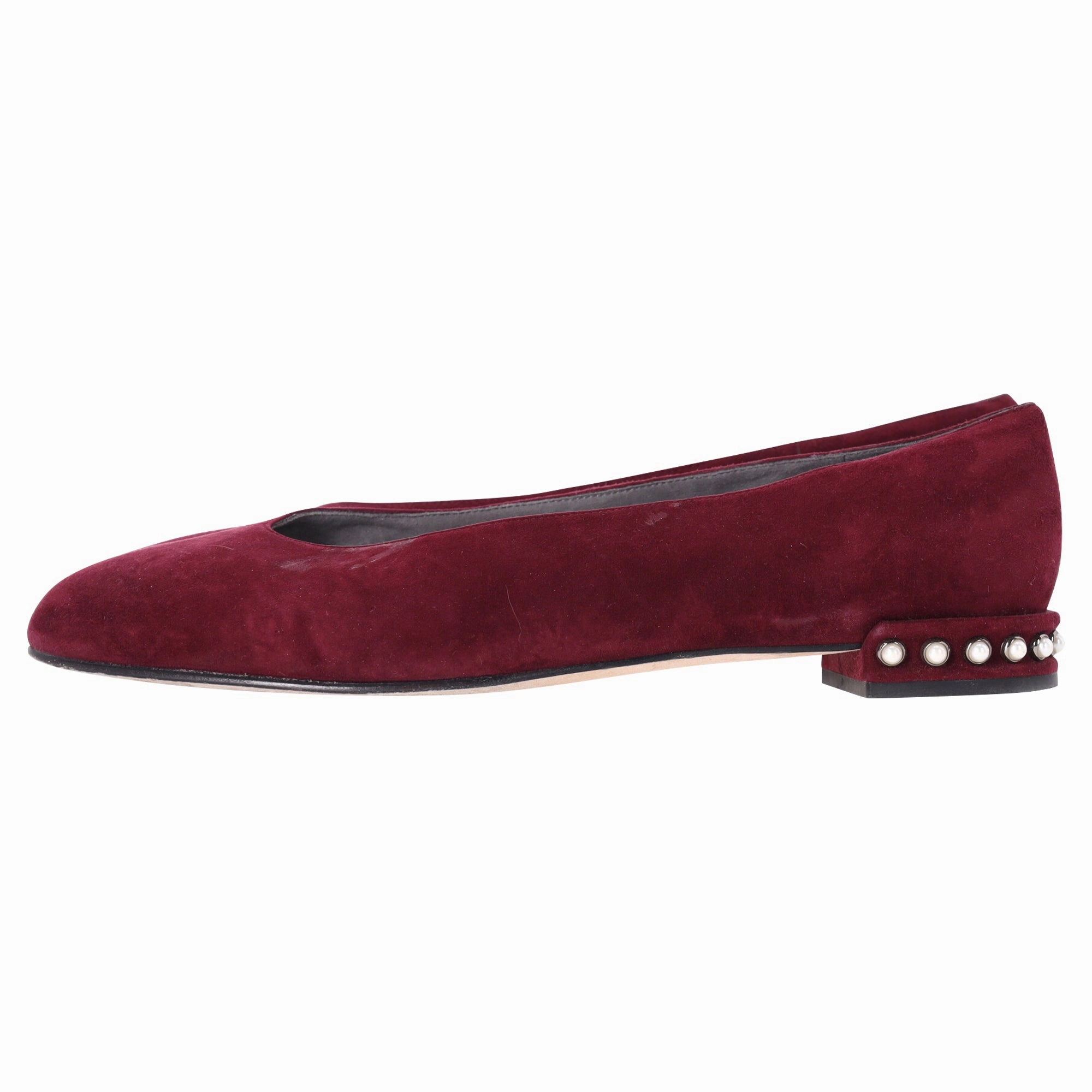 Wearing Flat Shoes To The Gym Stuart Weitzman Pear-Embellished Flats in Red Suede