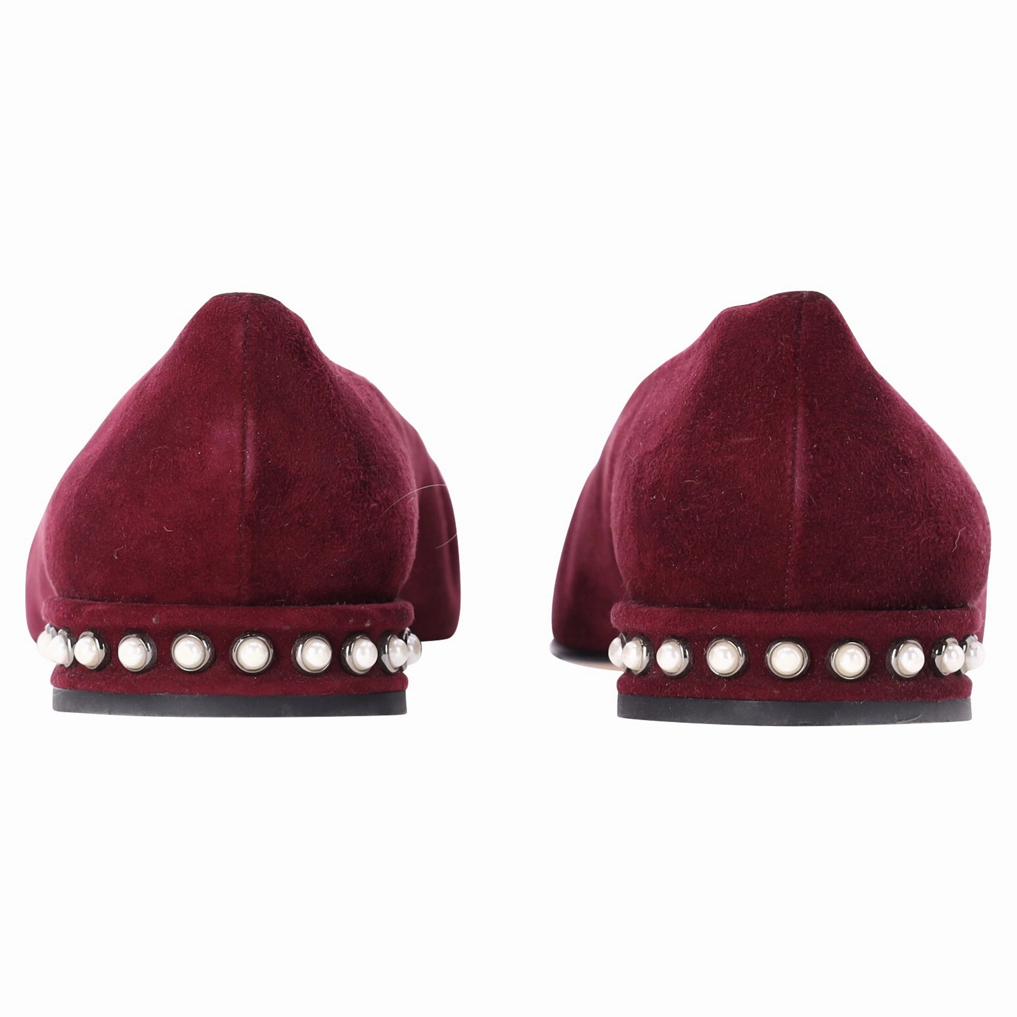 Size 11 Flat Shoes Stuart Weitzman Pear-Embellished Flats in Red Suede