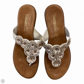 Jeweled Flip Flops Wholesale Sandals Flip Flops By Toscanella In Gold & Silver, Size: 8