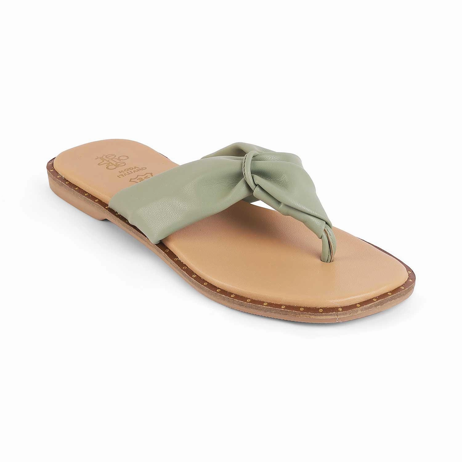 Tresmode Tie Green Women's Casual Flats Good Pointe Shoes For Feet