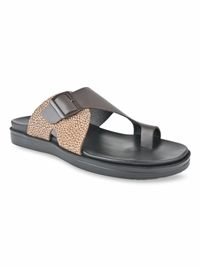 Regal Brown Men Casual One Toe Leather Sandals Beach Sandals