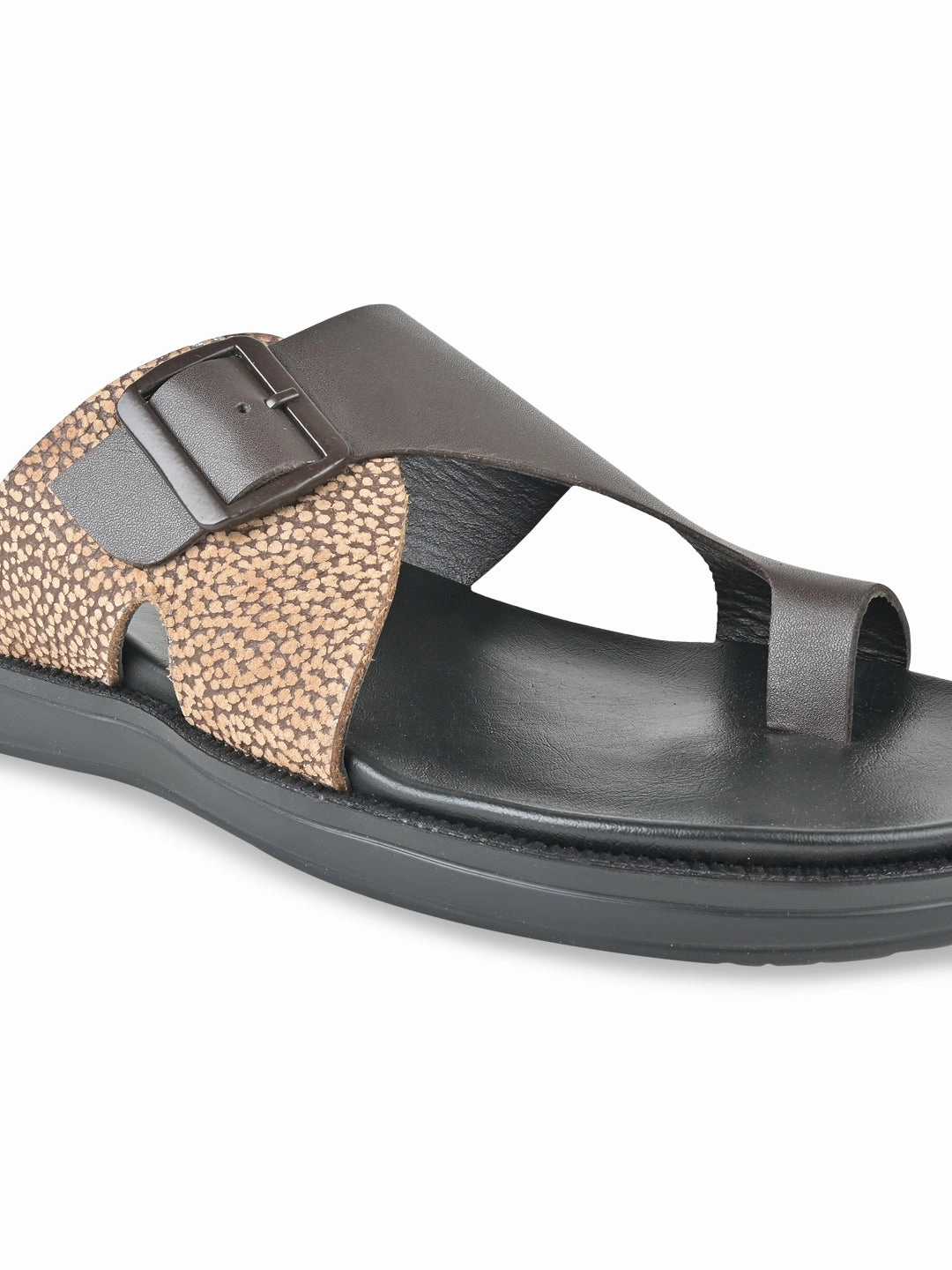 Open Toe Platform Sandals Regal Brown Men Casual One Toe Leather Sandals