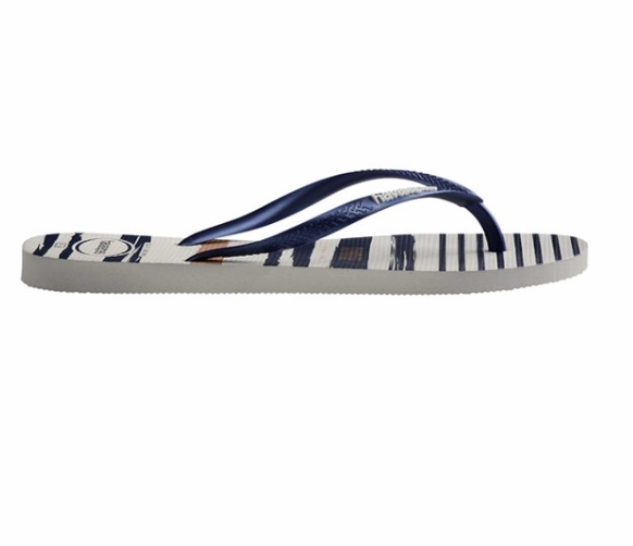 HAVAIANAS SLIM NAUTICAL - WHITE.NAVY.WHITE Pvc Flip Flops