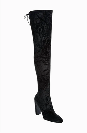 Womne's Vidaland Stretch Crushed Velvet Otk Boots In Black Step On Snowboard Boots