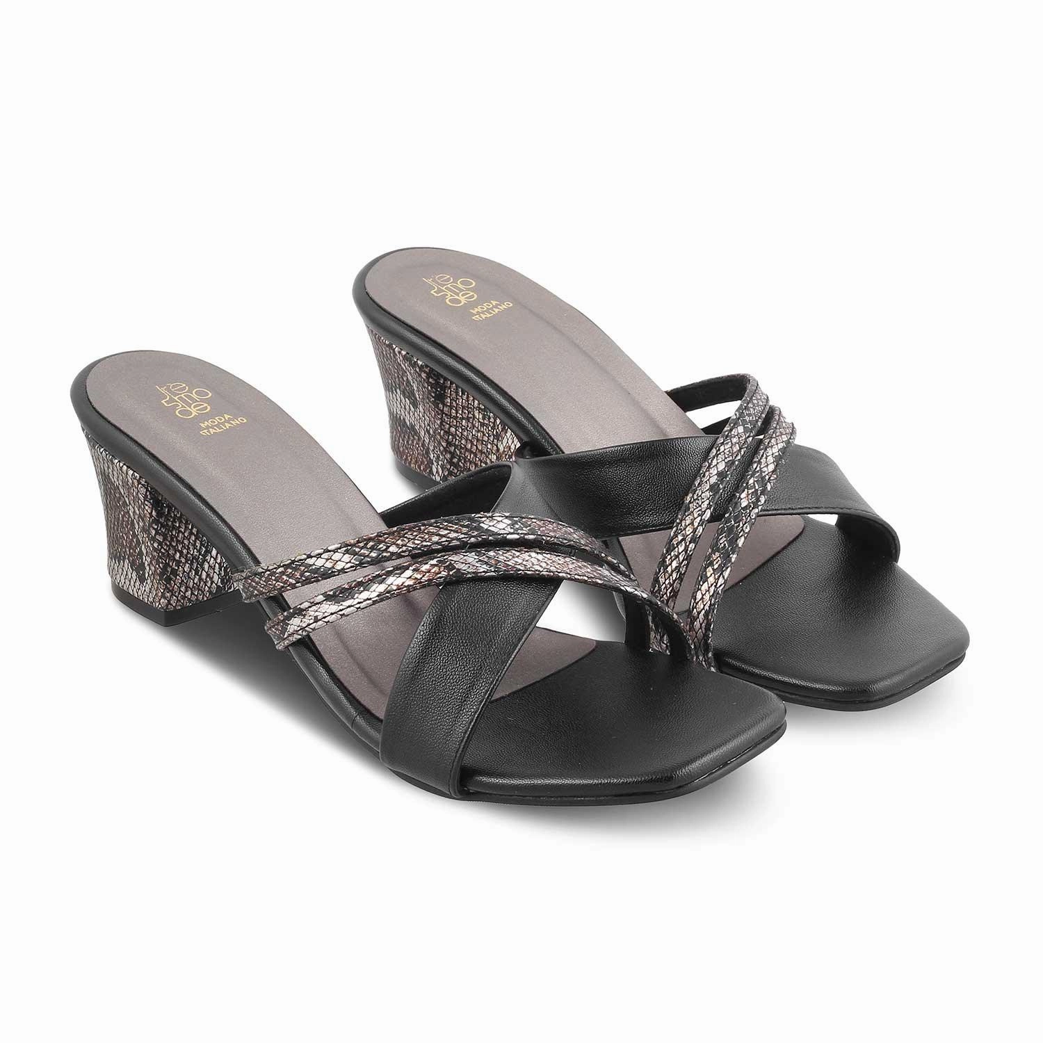 Olukai Sandals Clearance The Stripblock Black Women's Dress Block Heel Sandals Tresmode