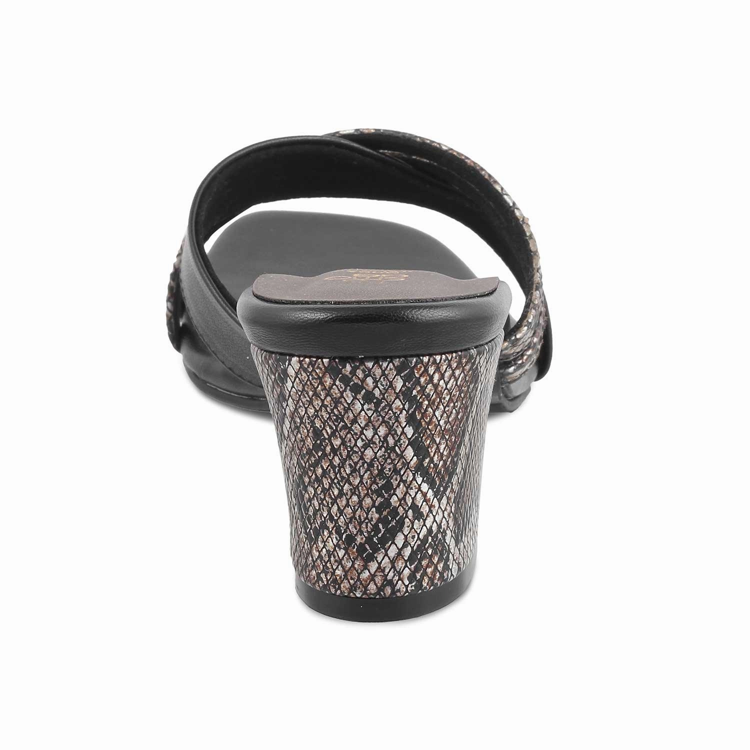 The Stripblock Black Women's Dress Block Heel Sandals Tresmode Dress Sandals Leather