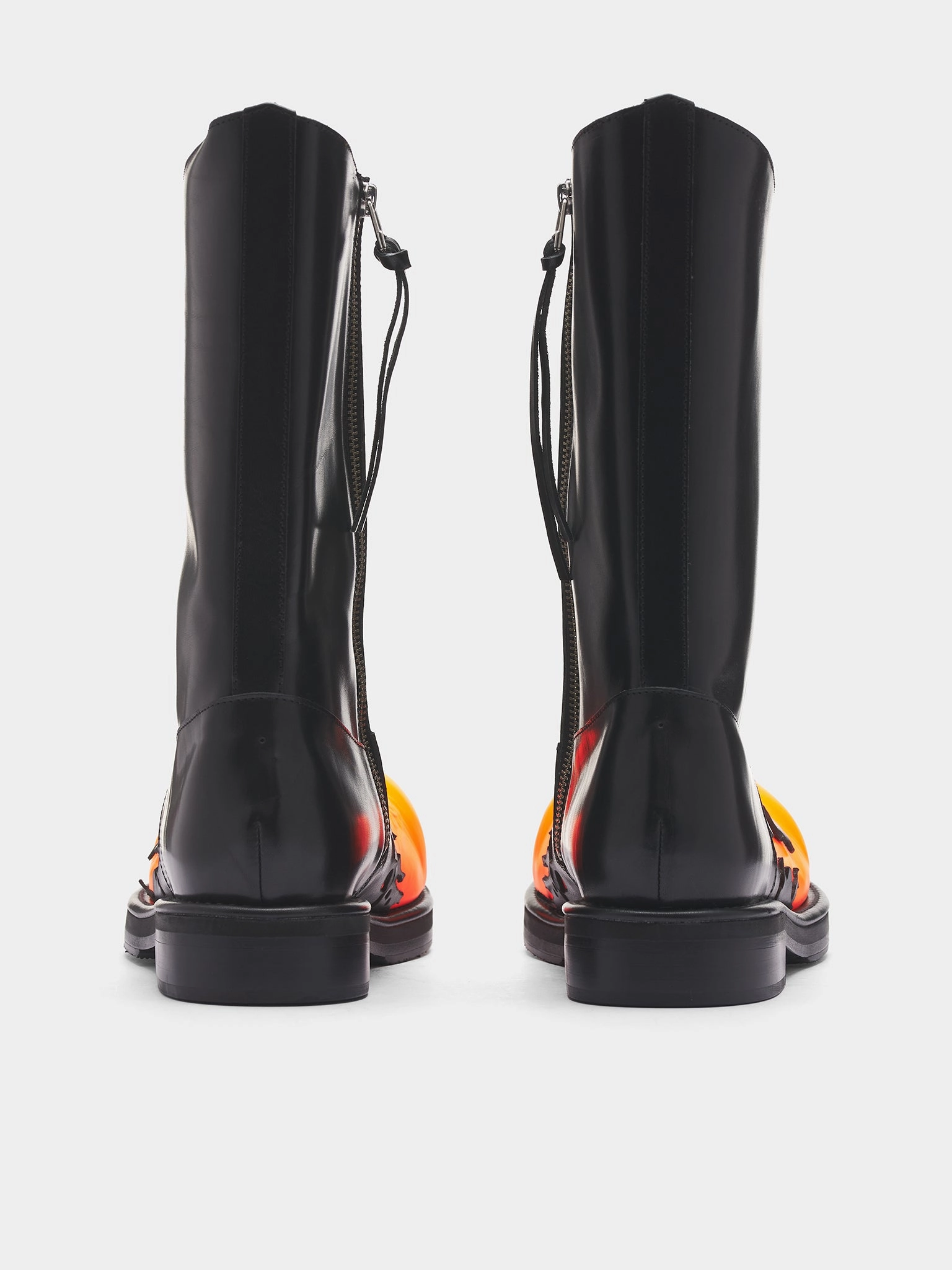 Black Leather Burroughs Layer Boots (BURROUGHS-BLACK) Denim Over The Knee Boots