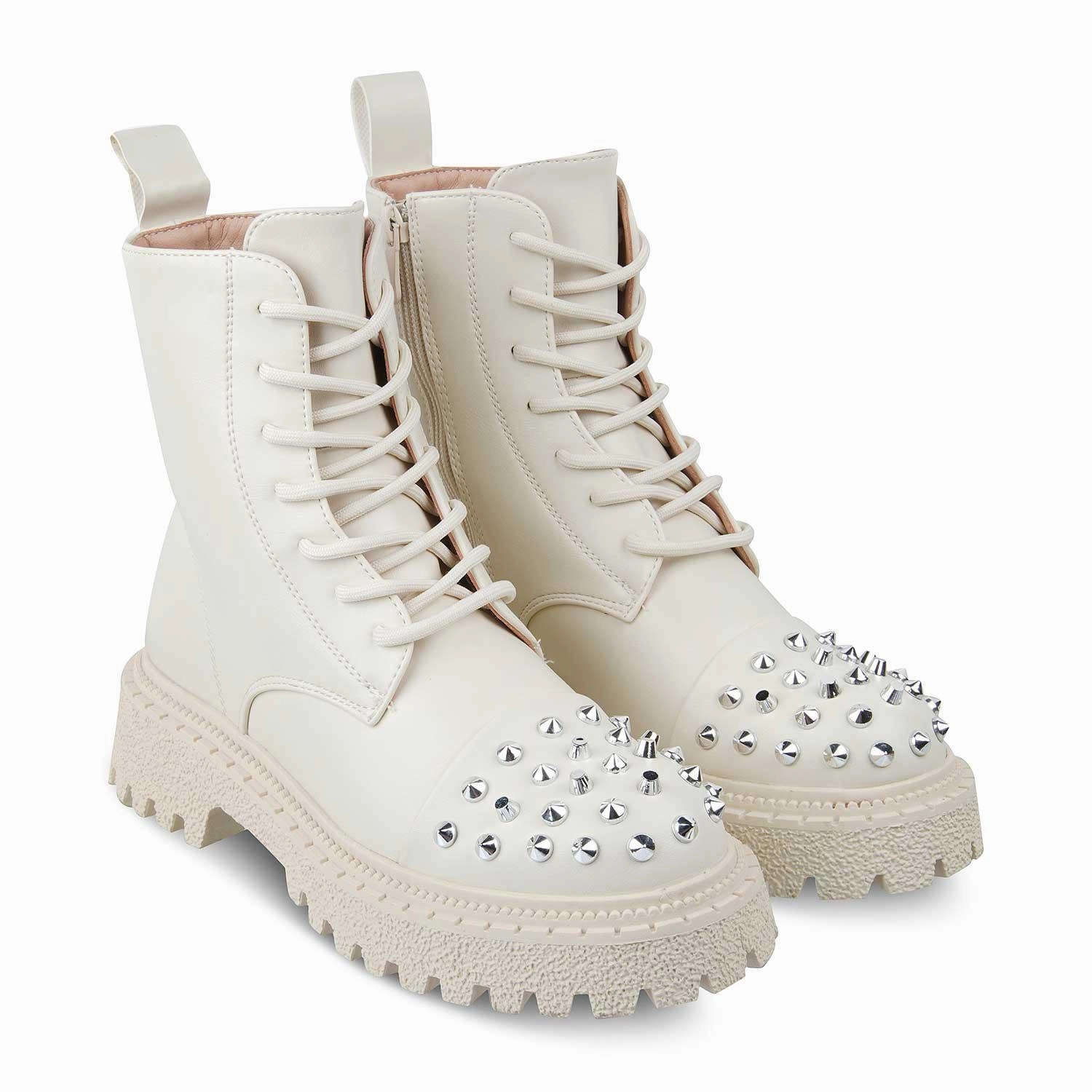 Steel Cap Boots The Forcay Beige Women's Boots Tresmode